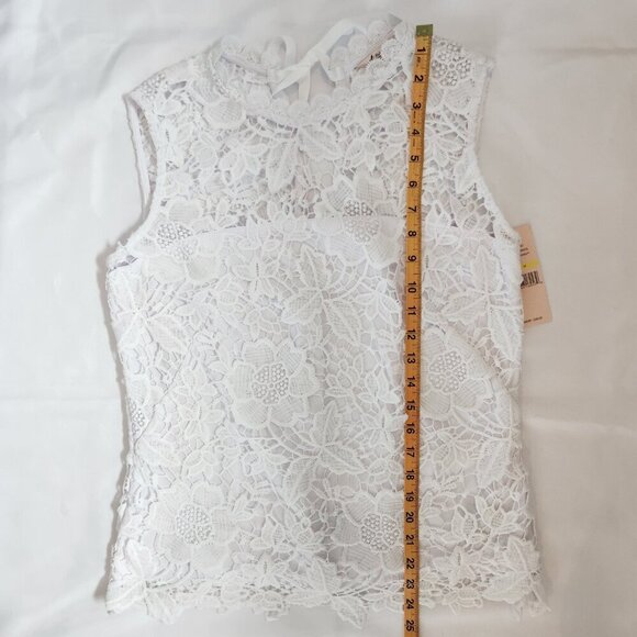 NWT Nanette Lepore Medium White Lace Sleeveless Top Cottagecore Coquette Boho - Picture 11 of 12
